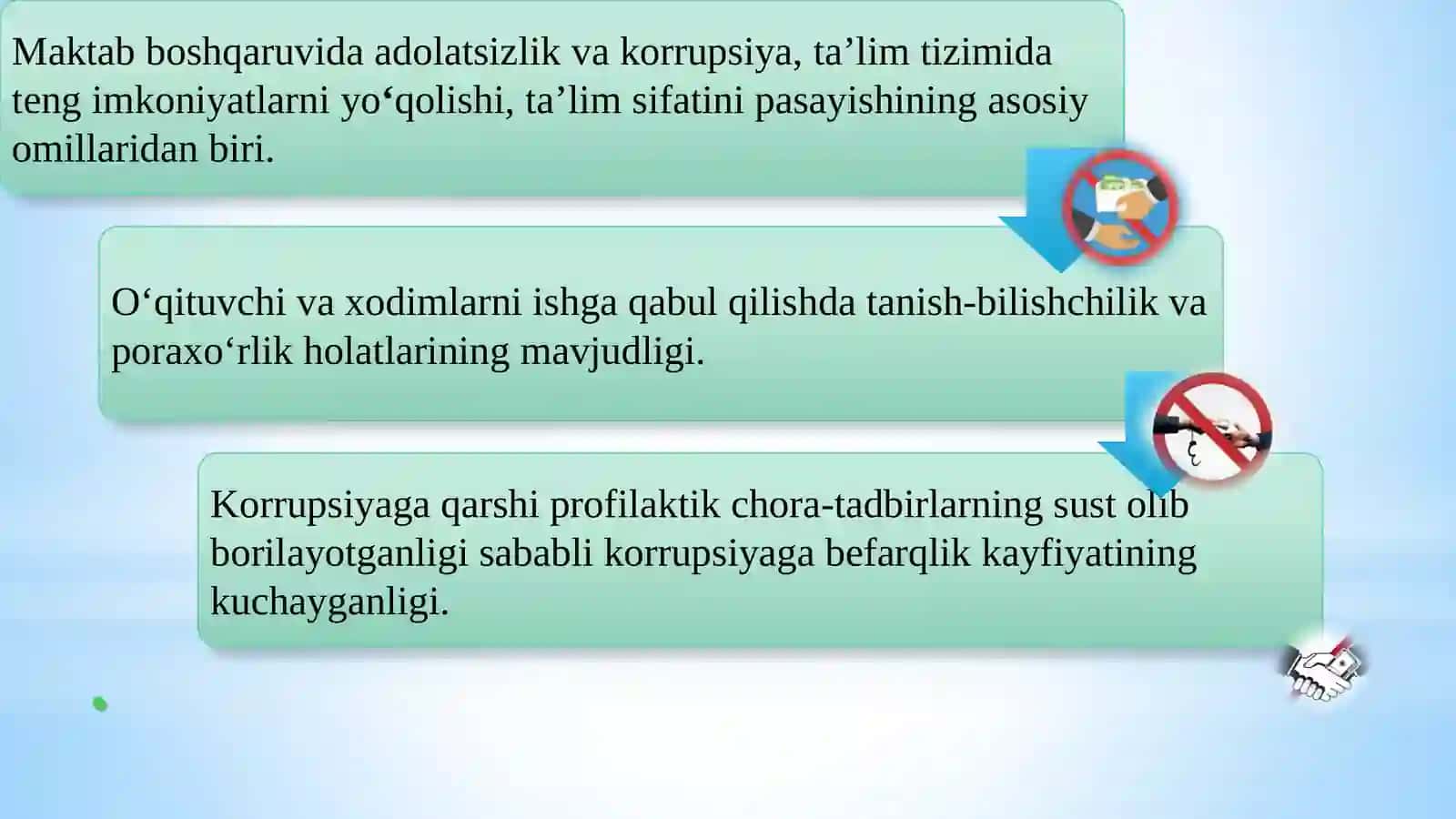 Maktabda  korrupsiyaviy xavf-xatarlarni aniqlash  va bartaraf etish. 3