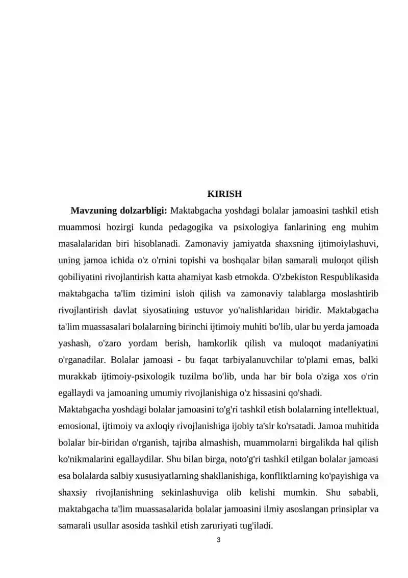 MAKTABGACHA YOSHDAGI BOLALAR JAMOASINI TASHKIL ETISH 3