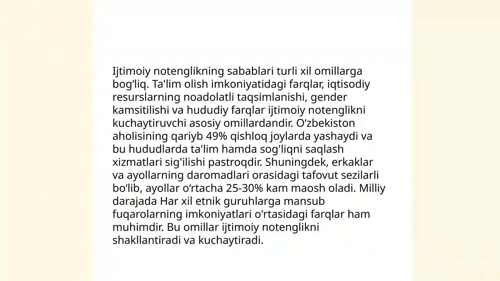 Ijtimoiy notenglik muammolar va yechimi 3