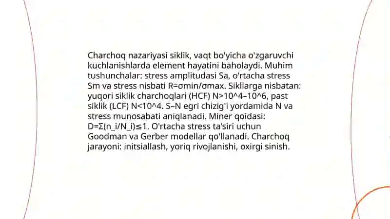 Vaqt bo'yicha stiklik o'zgaradigan kuchlanishlarda mustahkamlikka hisoblash 3