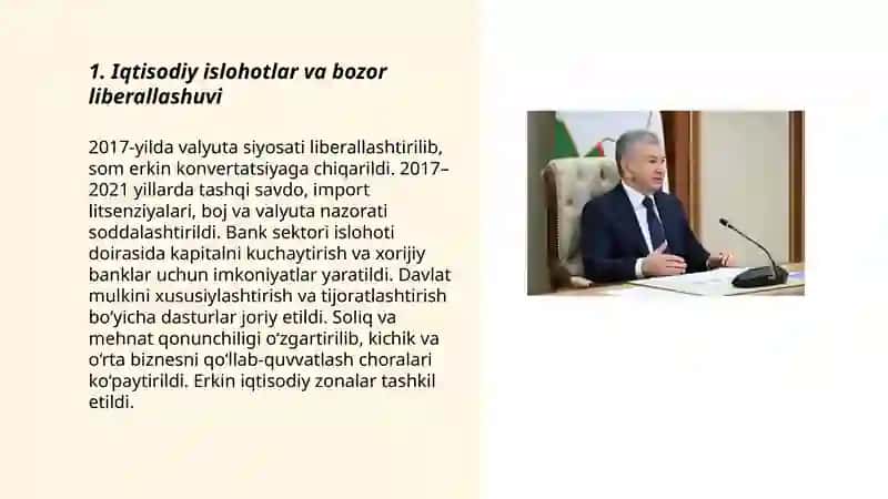 Iqtisodiy islohotlar va bozor liberallashuvi 3
