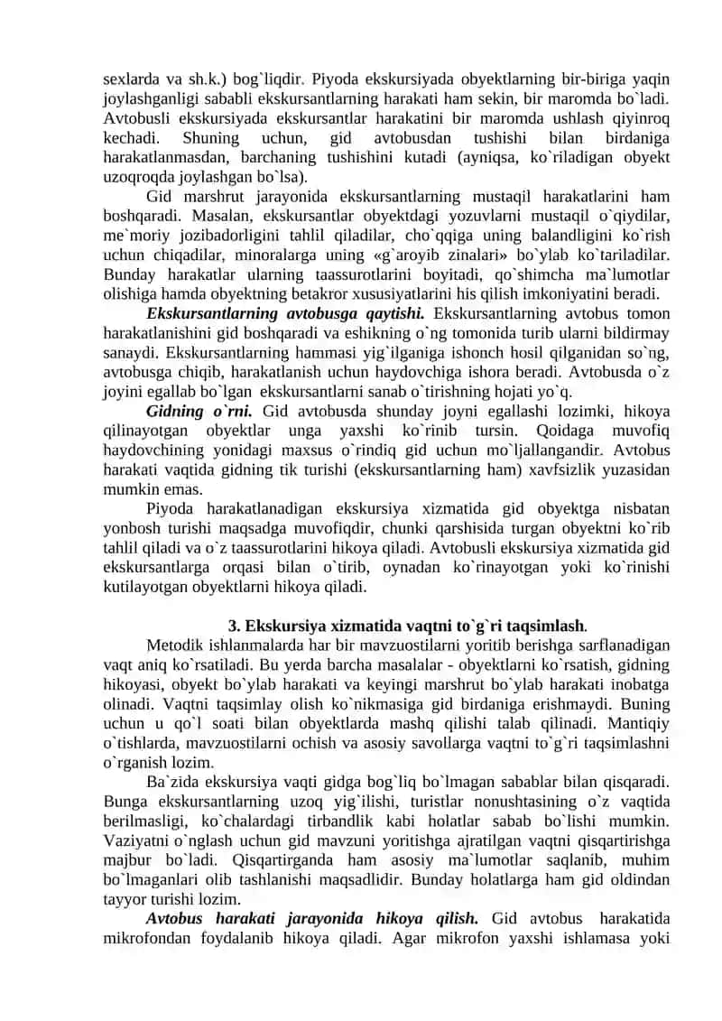 Ekskursiya Xizmatining Tashkiliy Masalalari 3