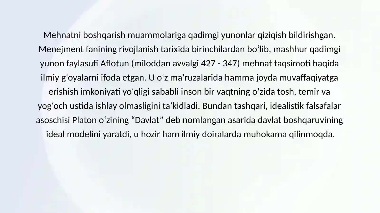 MENEJMENTNING RIVOJLANISH TARIXI VA ZAMONAVIY HOLATI 3