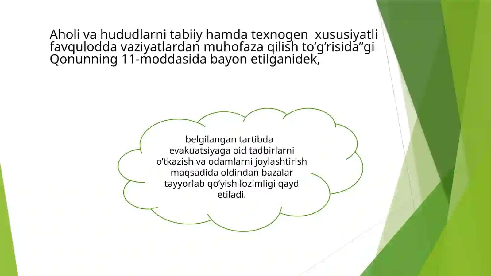 FAVQULOTDA VAZIYAT TUG’ILGANDA VA SODIR BO’LGANDA AHOLINI EVAKUATSIYA QILISH 3