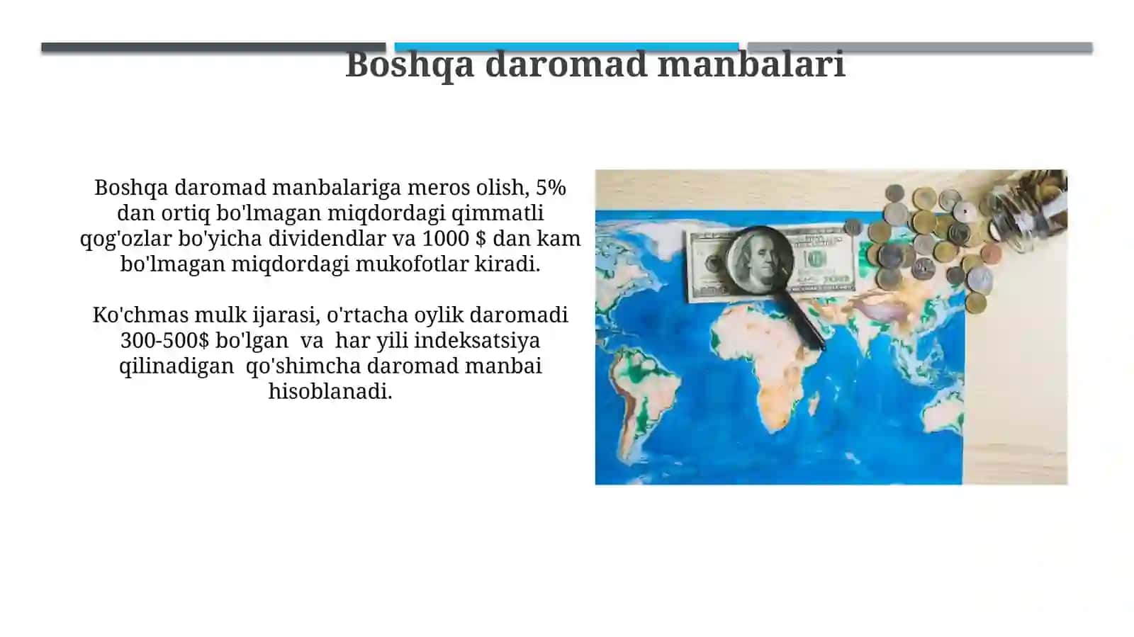 Daromad manbalari va ularning kelib chiqishmanbalaritasnifi 3