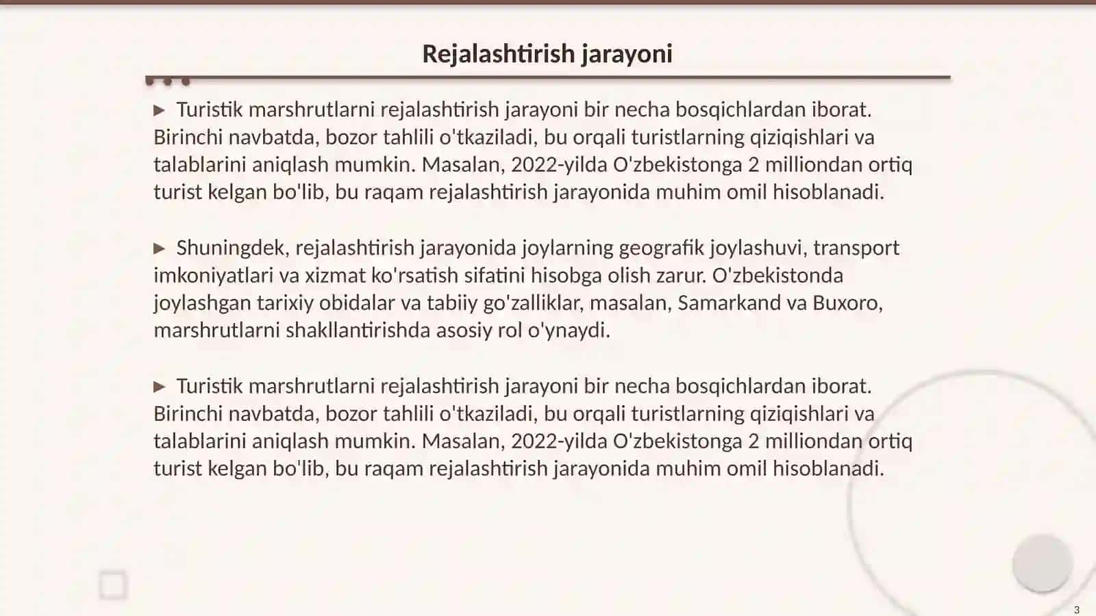 Turistik marshrutlarni ishlab chiqish usullari va tamoyillarini tahlil qilish 3