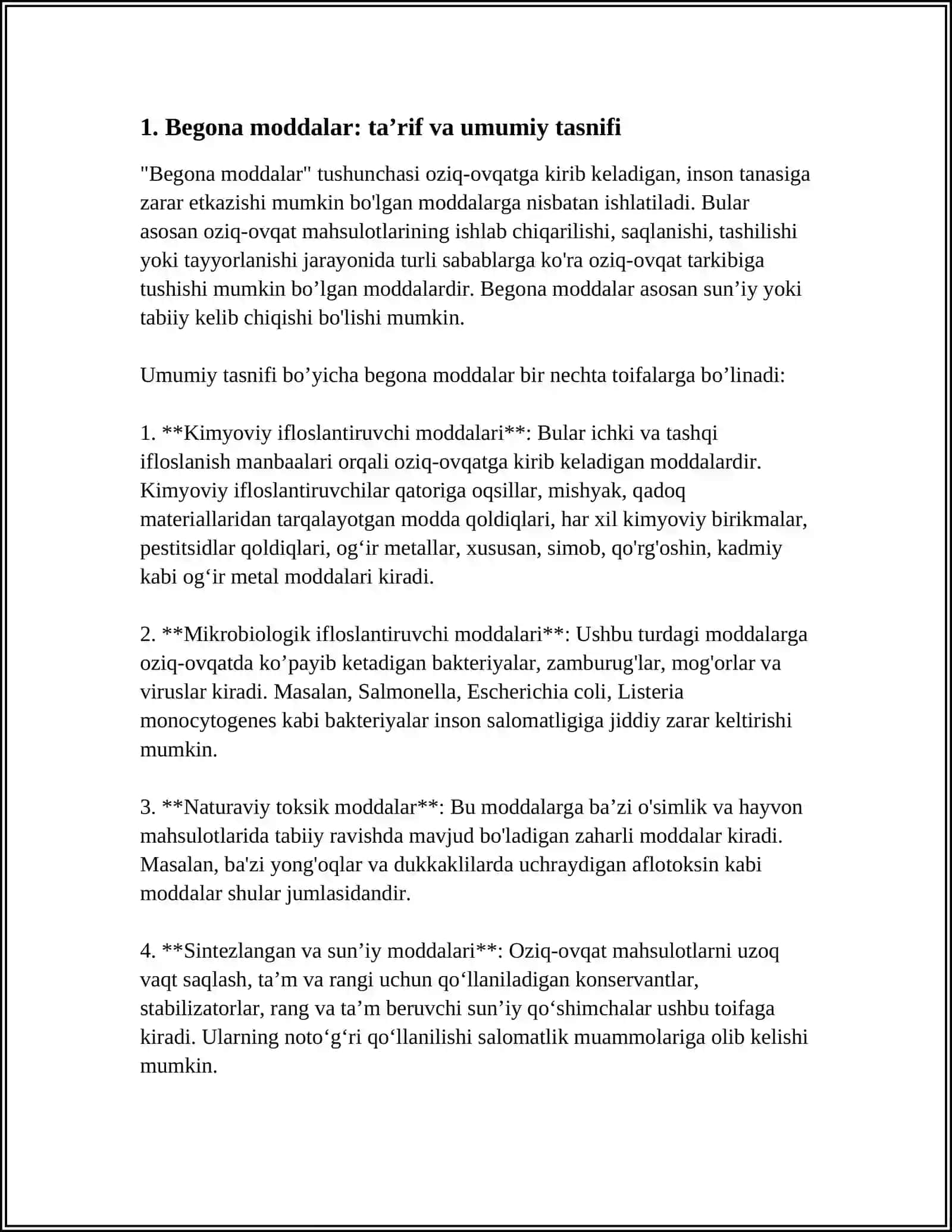 INSON TANASIGA OZIQ-OVQAT BN KIRADIGAN BEGONA MODDALAR 3