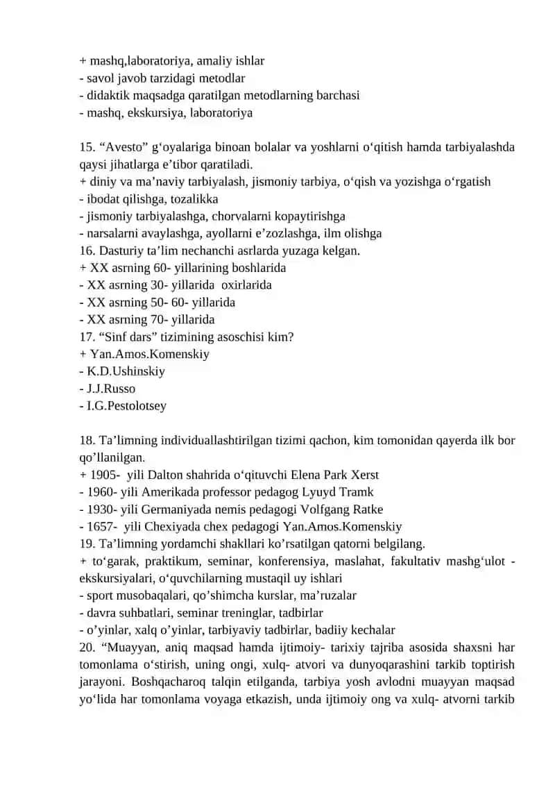 Boshlang’ich ta’lim pedagogikasi nazorat testlari 3