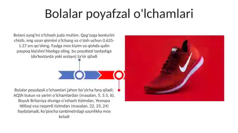 Bolalar poyafzal o'lchamlari 3
