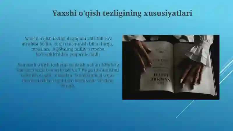 Yaxshi o'qish tezligi va uni ifodalovchi tavsiflar 3