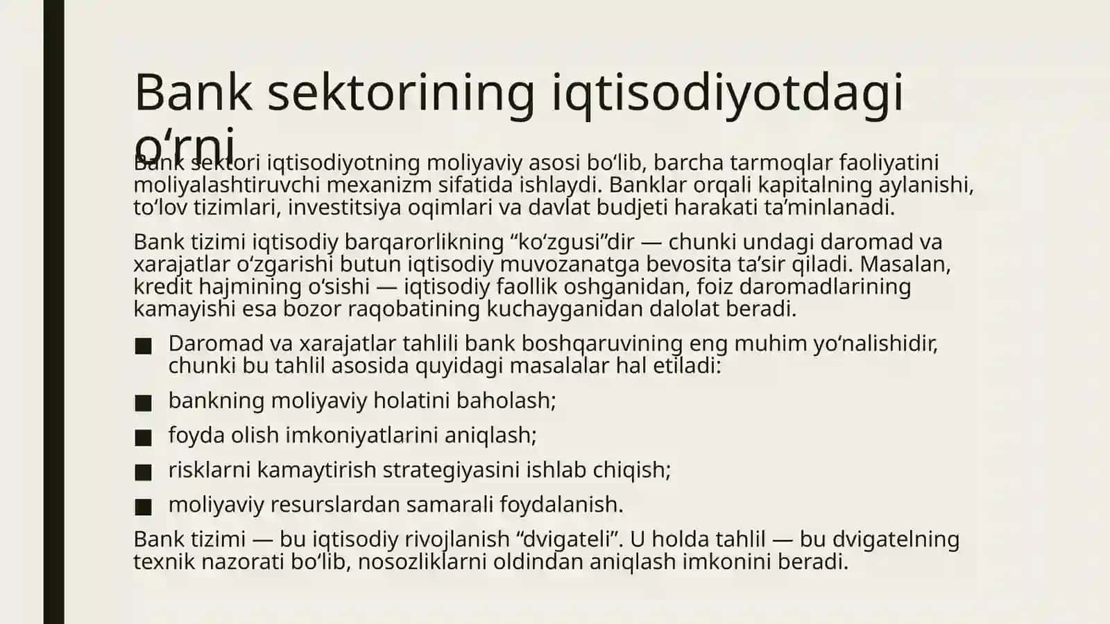 Bank sektorida daromad va xarajatlar ma’lumotlarini tahlili 3