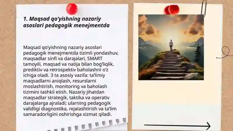Maqsad qoʻyish va rejalashtirish pedagogik menejmentning vazifasi sifatida 3