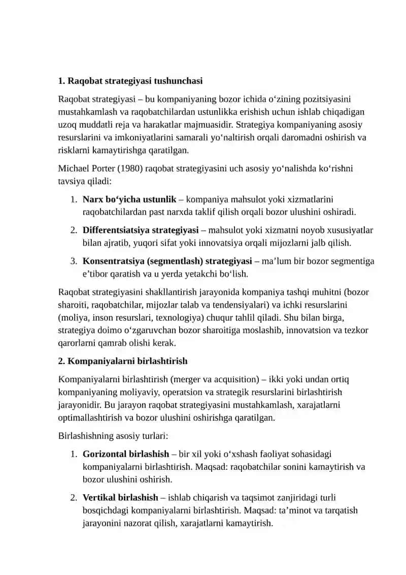 Kompaniyalarni birlashtirishning samaradorligi 3