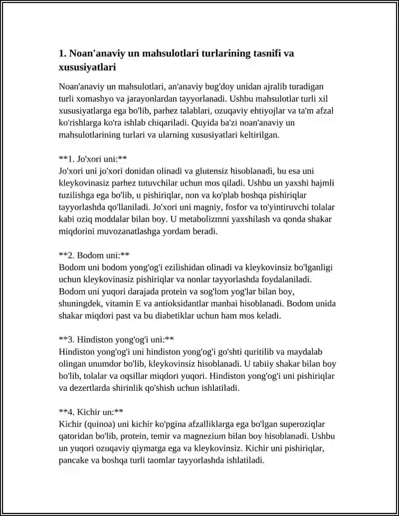 NOANANAVIY UN MAHSULOTLARI ISHLAB CHIQARISH TEXNOLOGIYASI 3