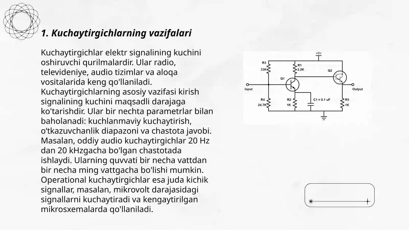 Elektron kuchaytirgichlar,kuchaytirgichlarda teskari bog‘lanish 3