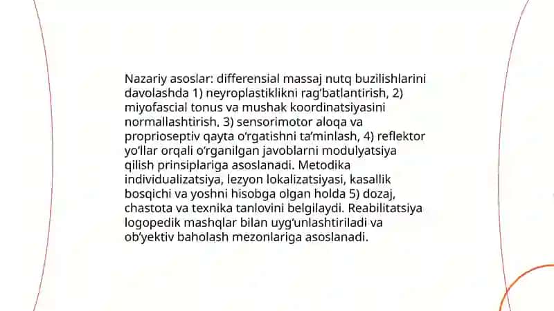 Nutqning turli xil buzilishlari uchun differensial massaj metodikasi 3