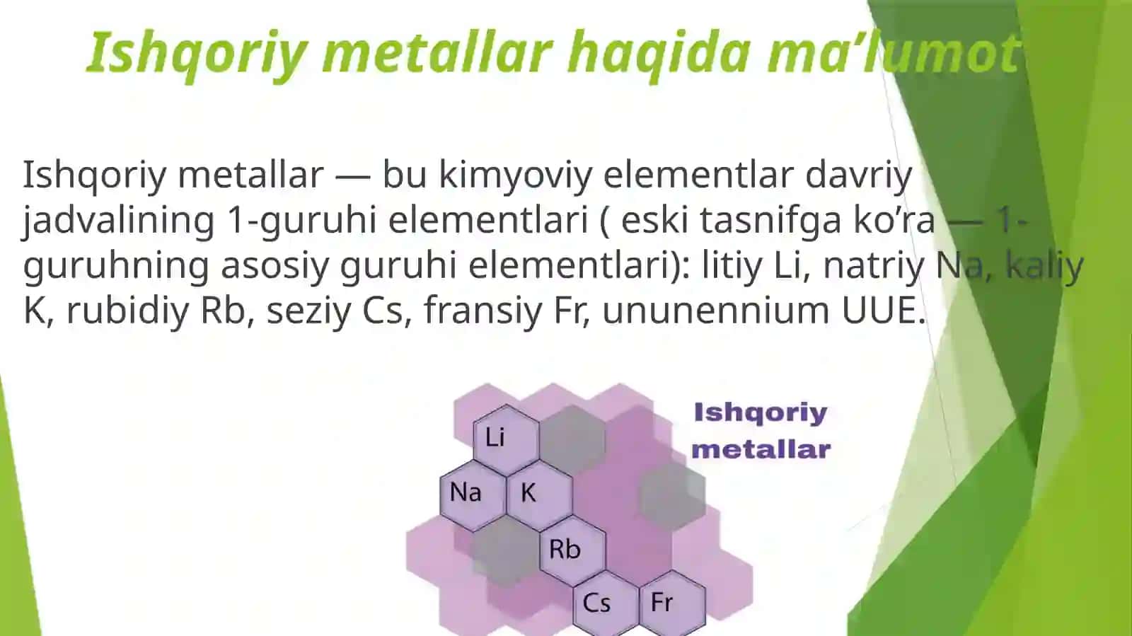 Ishqoriy metallar olinishi va xossalari 3