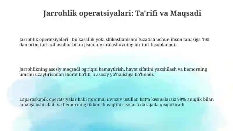 Jarrohlik operatsiyalari haqida va uning turlari 3