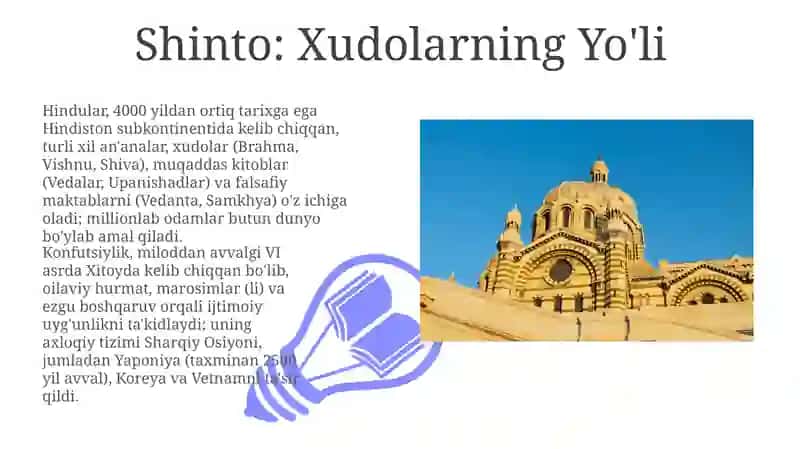 Milliy dinlar: Hinduilik Konfutsiylik Daolik Sintoilik 3