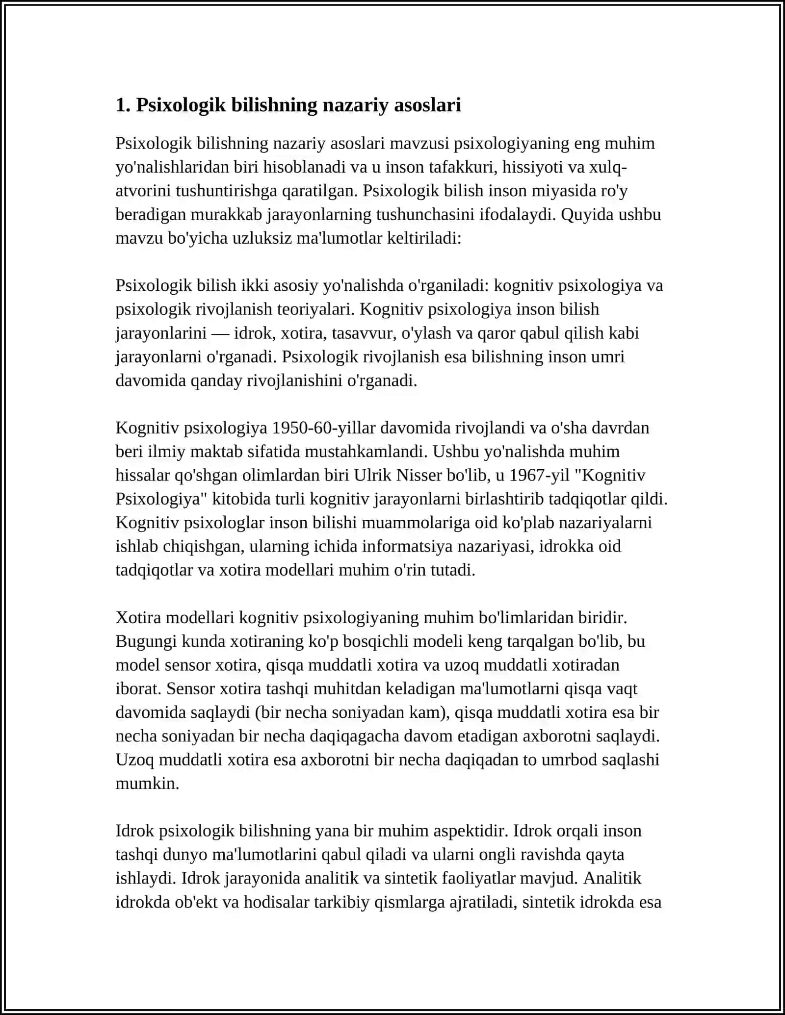 Psixologik bilishning nazariy asoslari 3