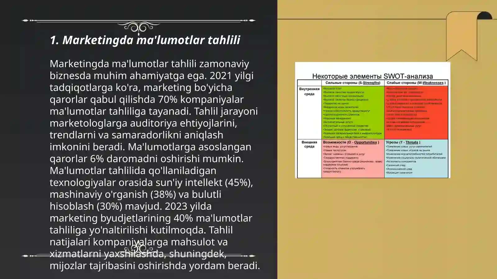 Marketing analaitikasi va swot tahlili 3