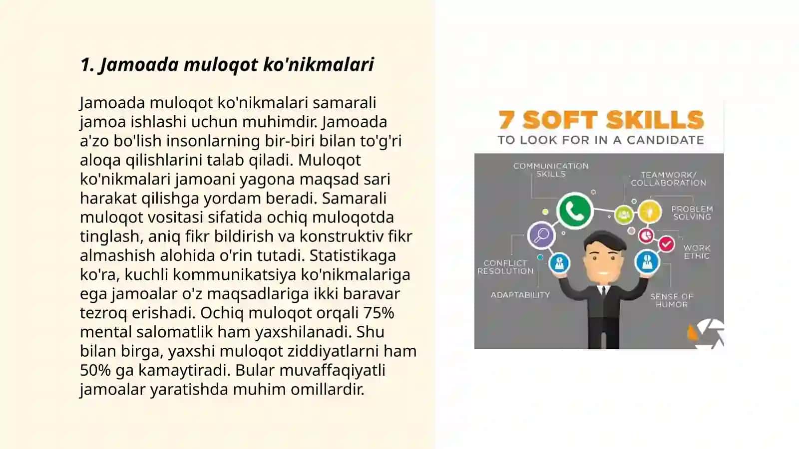 Soft skills- loyiha faoliyatini amalga oshirish. Jamoada ishlash 3