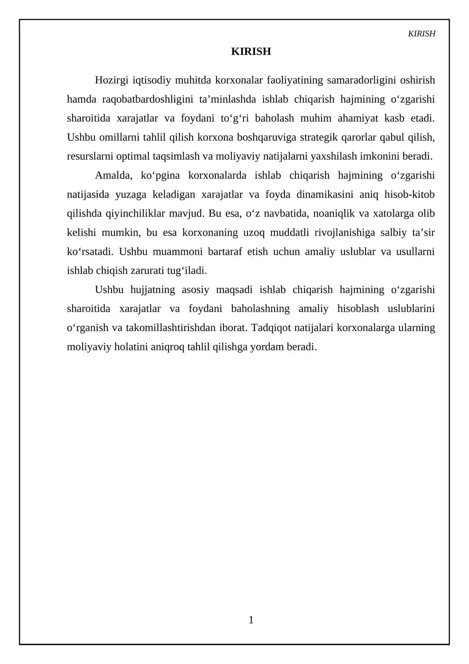 Ishlab chiqarish hajmining oʻzgarishini hisobga olgan holda xarajatlarni turlarga ajratish va tahlil qilish usullari 3