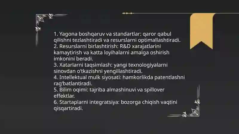 Texnalogiyalar konsorsiumi innovatsiyalarga ta'sirining o'ziga xos xususiyatlari 3