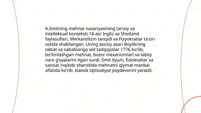 A.Smitning Qiymatning Mehnat Nazariyasini Rivojlantirishga Qo'shgan Hissasi 3