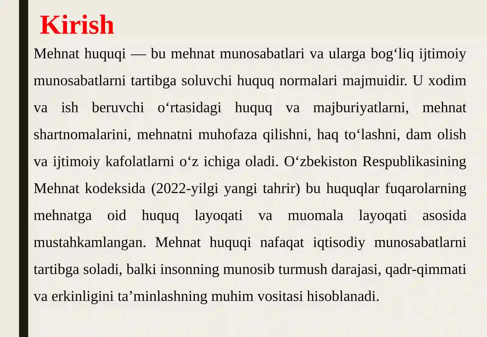 Mehnat huquqi va uning inson huquqlari bilan o‘zaro bog‘liqligi. 3
