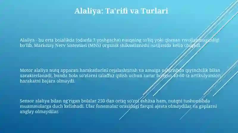 Alaliya: Ta'rif, Turlari va Logopedik Massajning Asosiy Tamoyillari 3
