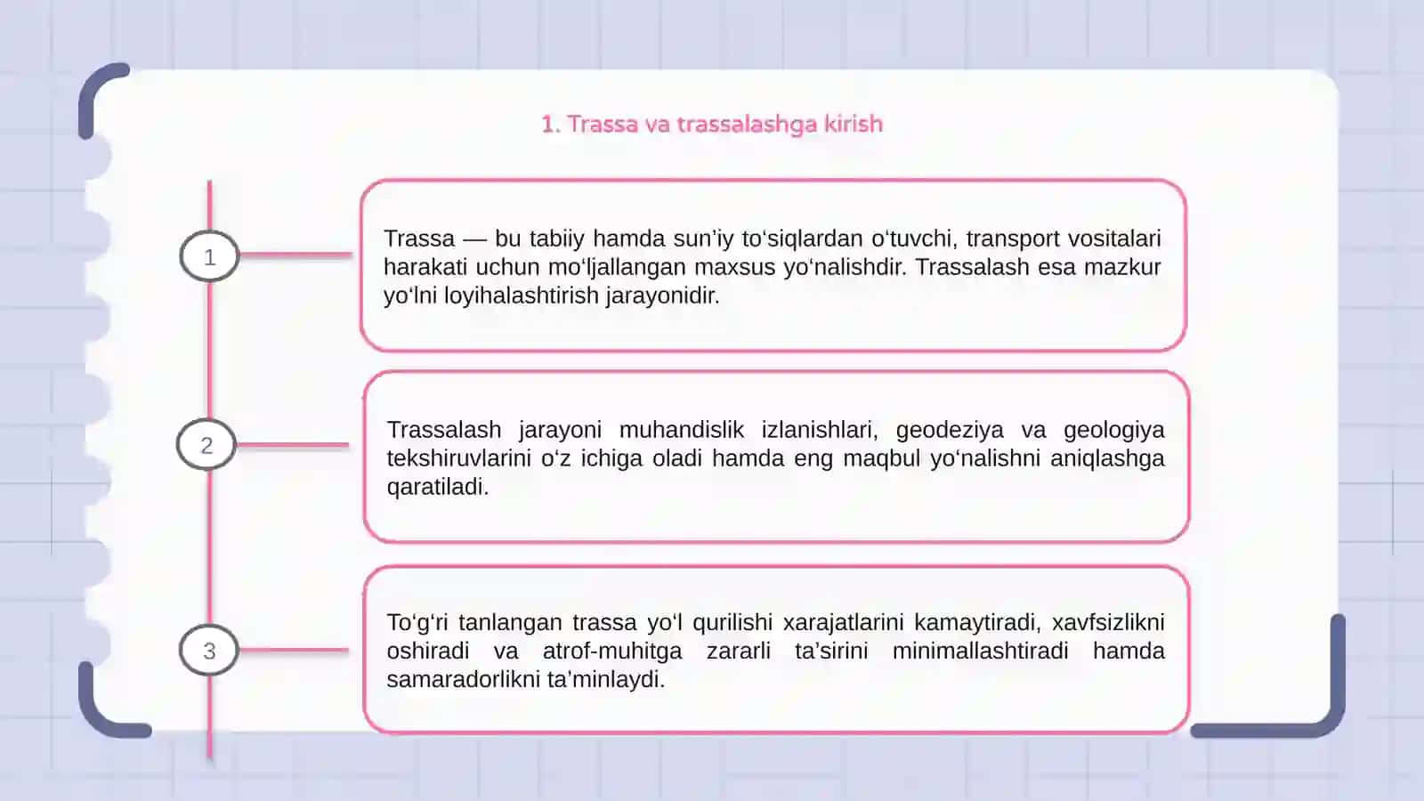 Trassa va trassalash to'g'risida umumiy ma'lumotlar 3