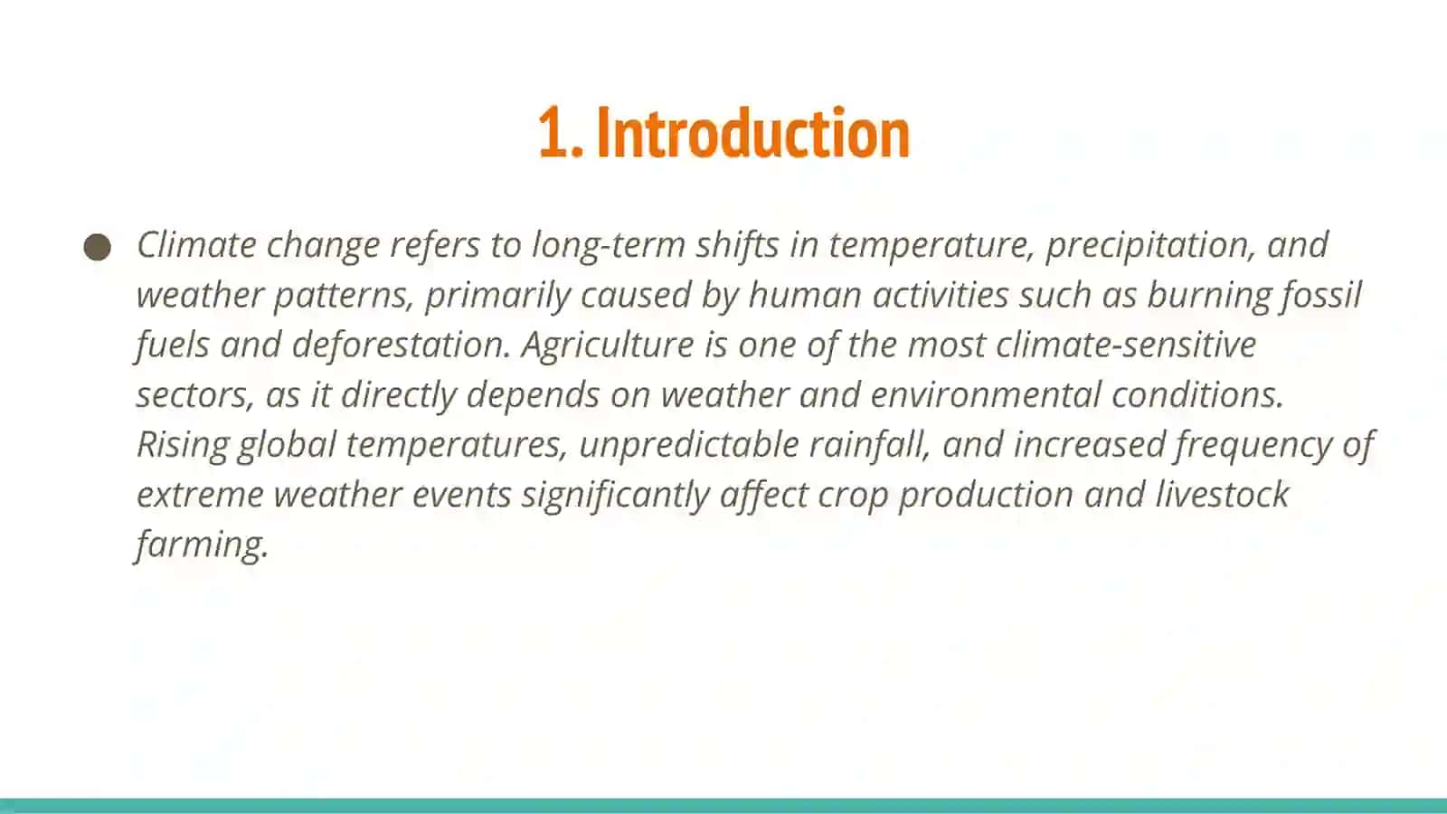 Climate change and its effects on global agriculture 3