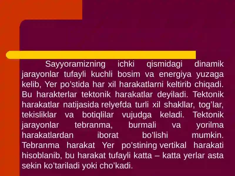 Relyef hosil qiluvchi jarayonlar haqida ma'lumot 3