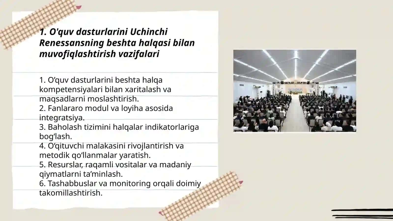 Uchinchi Renessansning beshta muhim halqasi faoliyatini muvofiqlashtirishda ta'lim jarayonidagi vazifalar 3