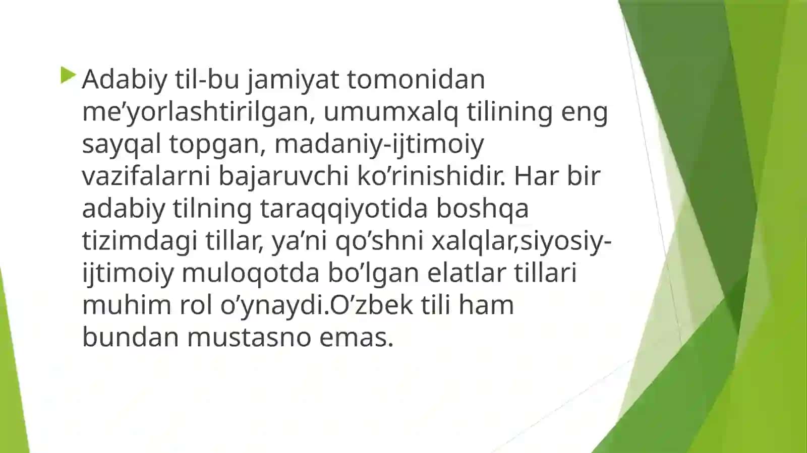 Adabiy tilning shakllanishida boshqa tizimdagi tillarning o’rni. O’zbek tili tarixini davrlashtirishda tilshunos olimlarning tasnifi. 3