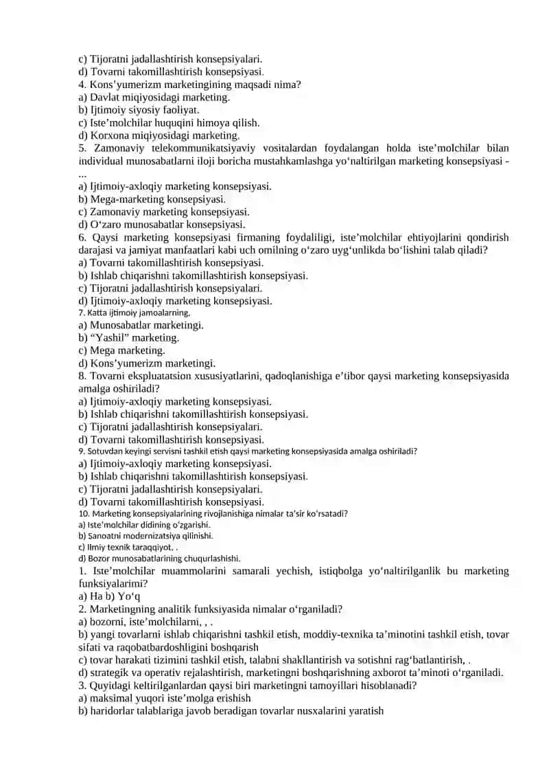 Marketing fani ilk bor amaliy-ilmiy fan sifatida qachon va qayerda o‘qitila boshlandi? 3
