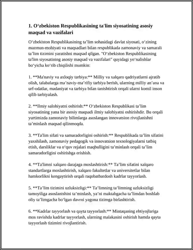 O‘ZBEKISTON RESPUBLIKASINING TA'LIM SOHASIDAGI DAVLAT SIYOSATI 3