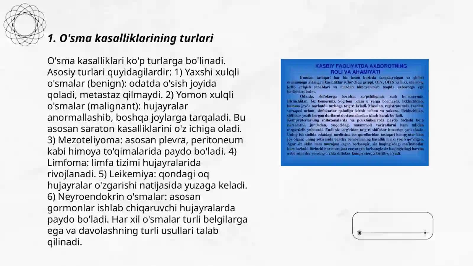 Onkologik kasalliklar haqida tushuncha 3