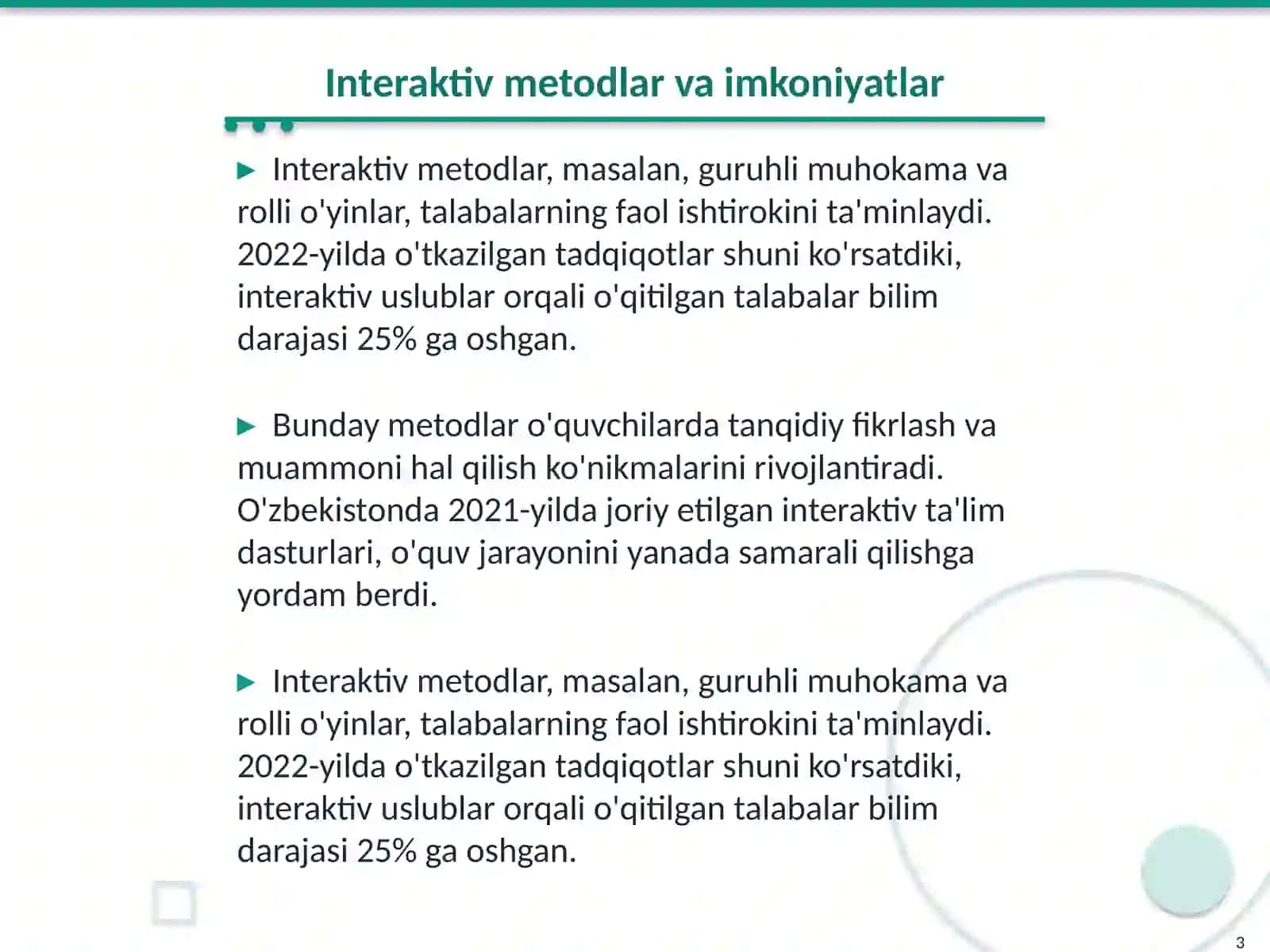 Tabiatshunoslik ta'limida turli uslublardan foydlanish 3