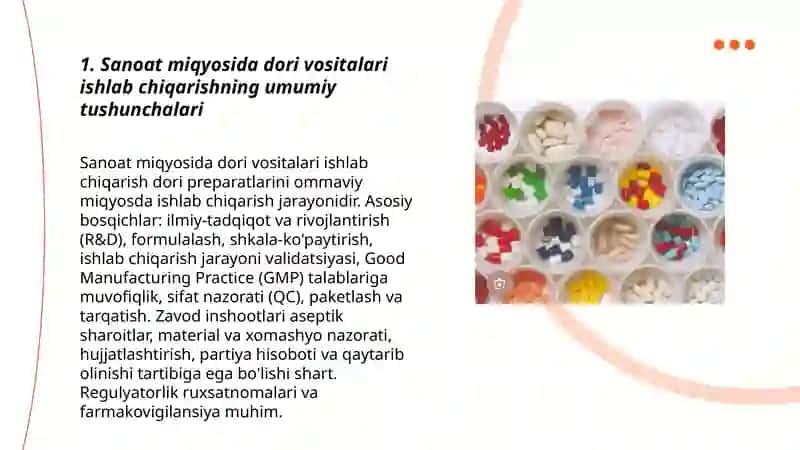 Sanoat miqyosida ishlab chiqariladigan dori vositalari, turlari va shakllari 3