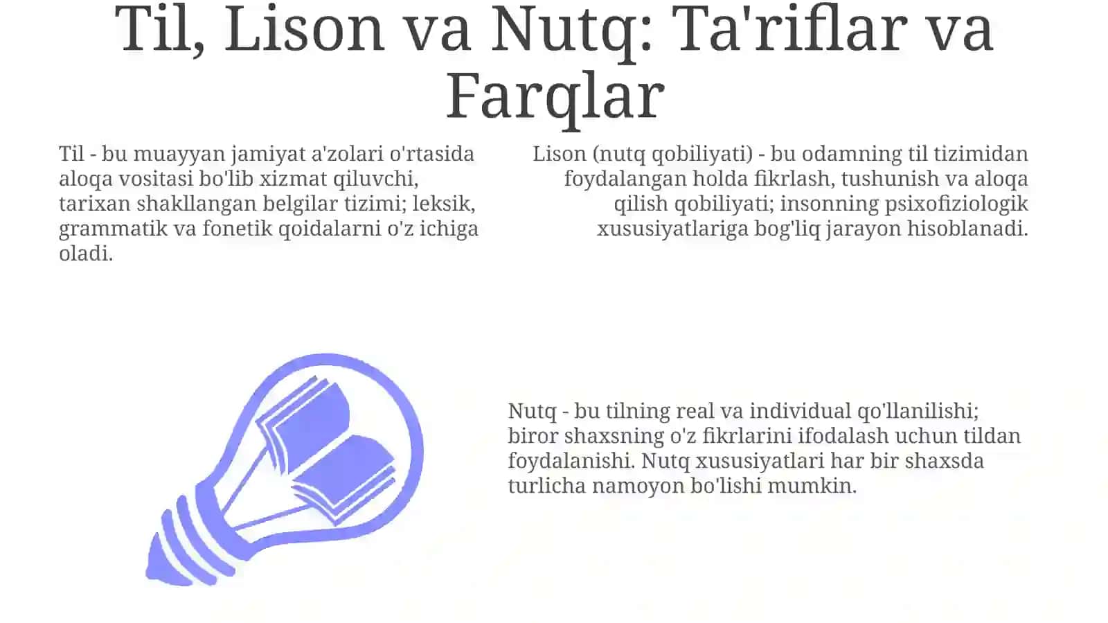 Til, Lison va Nutq 3