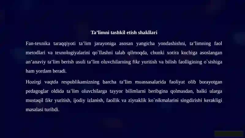 Maxsus fanlardan darslarni tashkil etish va nazorat qilish 3