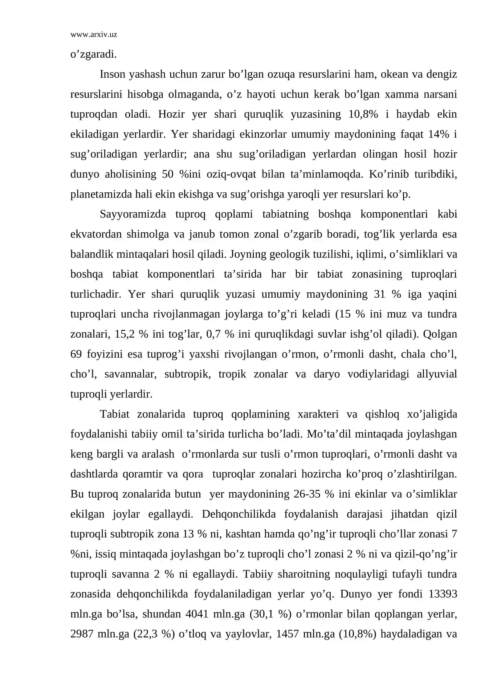 O’zbеkistоn yеr rеsurslаri vа ulаrdаn fоydаlаnishni tаkоmillаshtirish muаmmоlаri 3