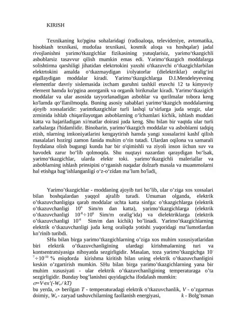 Yarim  o‘tkazgichlar fizikasi asoslari Kristall panjara. Yarim  o‘tkazgichlarda nuqsonlar turlari. 3