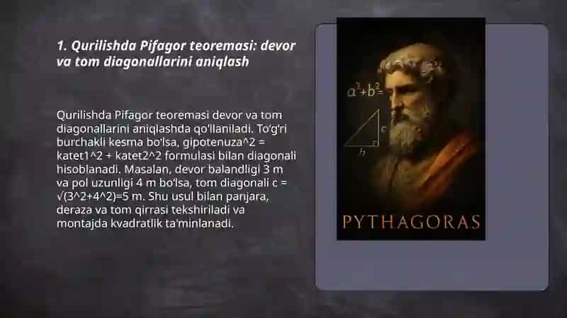 Pifagor teoremasining tatbiqlari 3