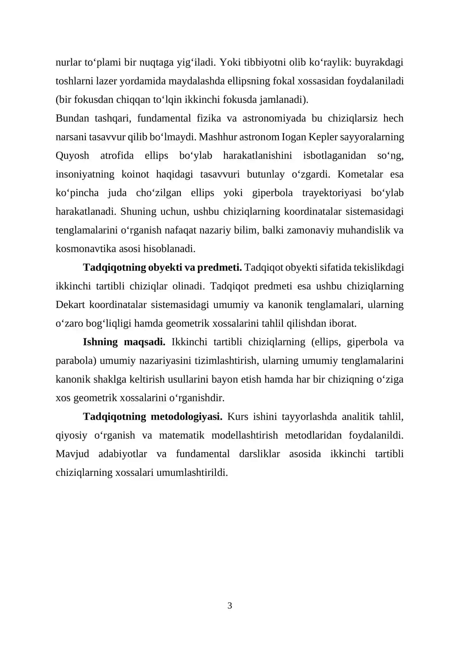 Dekart koordinatalar sistemasida ikkinchi tartibli chiziqlar 3