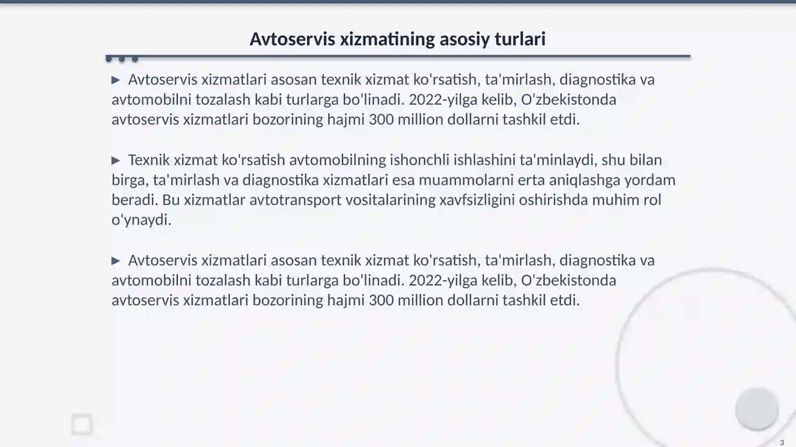 Avtoservis xizmati sifati yol harakati havfsizligiga ta'sir etadimi 3