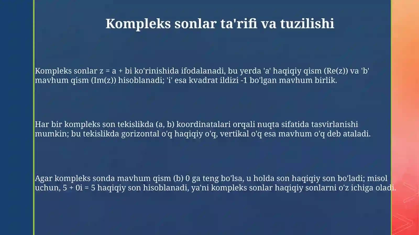 Kompleksonlarni qo'shish va ayirish 3