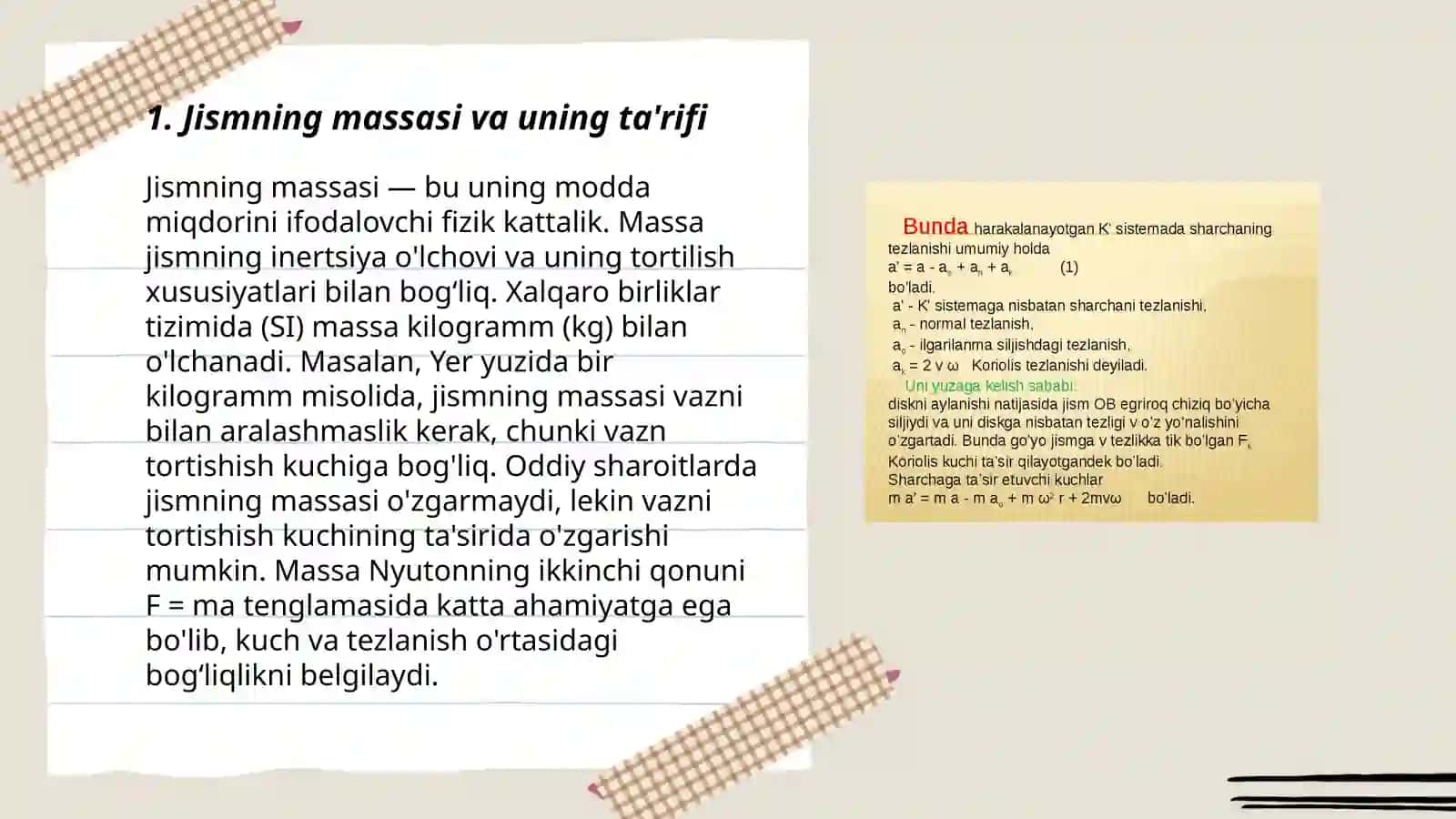Jismning massasi va uni oʻlchash 3